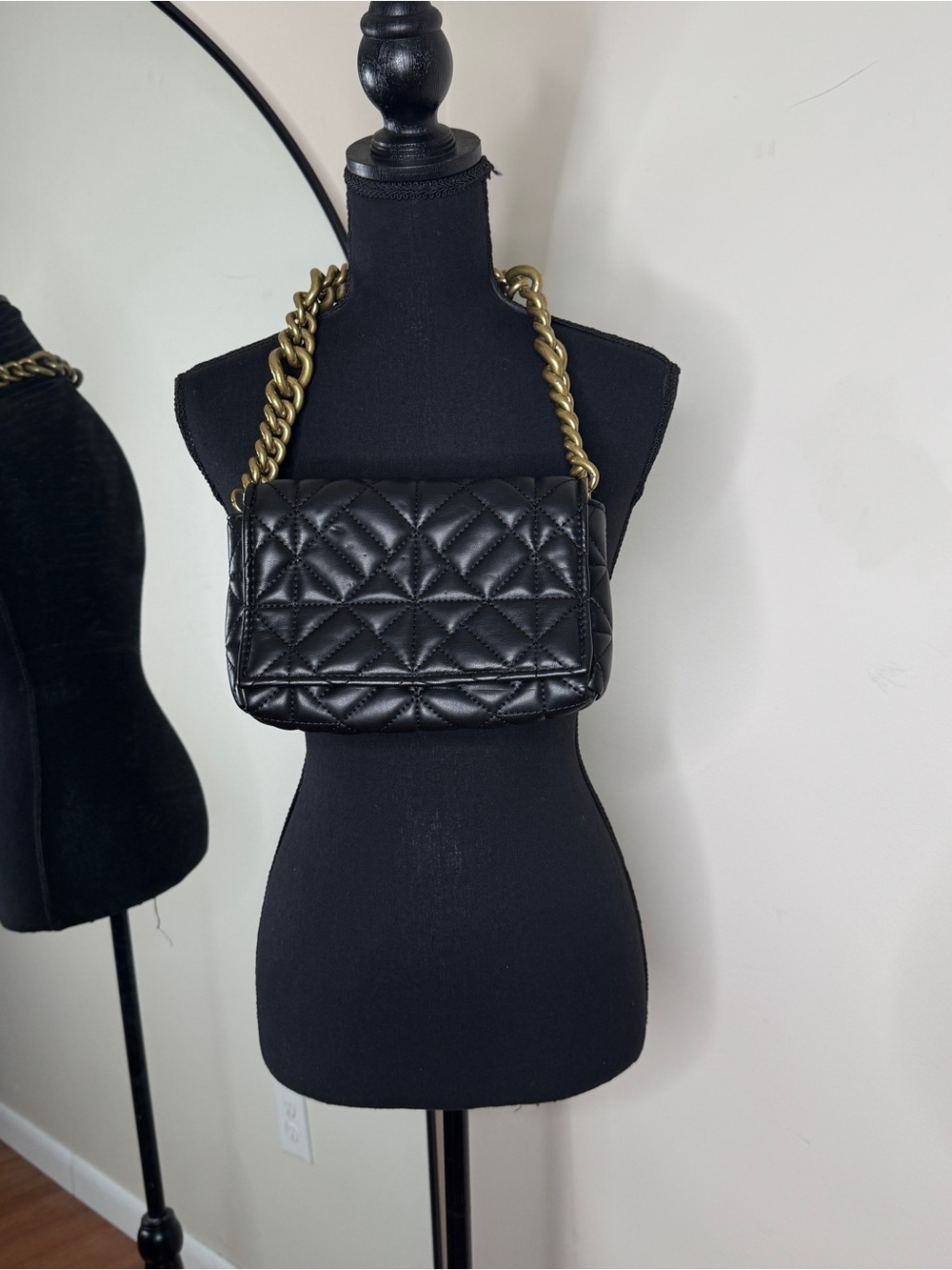 Zara Black Quilted Chain Shoulder Bag Luxury